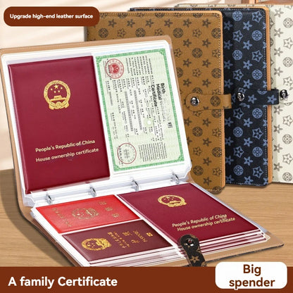 1PC Household ID Storage Book A4 Thickened Pattern ID Storage Bag Cat Eye Buckle Card Bag Storage Book Document Storage Book