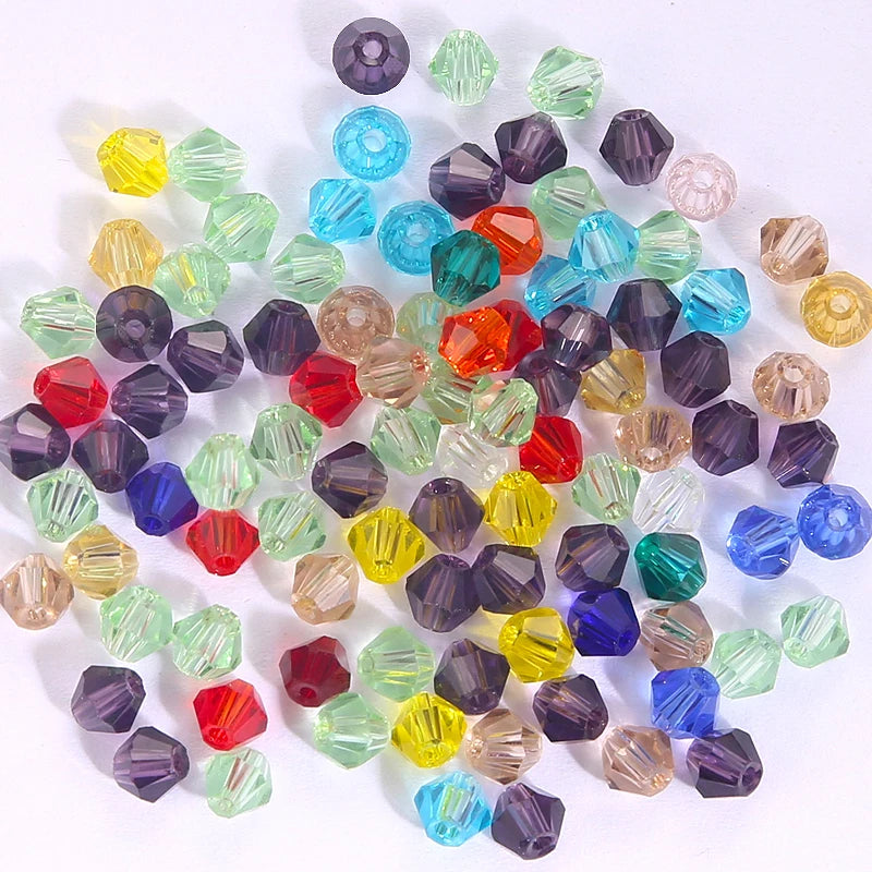 100Pcs 4MM Glass Bicone Shaped Beads Faceted Crystal Beads for Jewelry Making Bracelet Necklace Earrings DIY Beading - 24