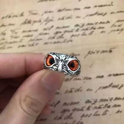 Multicolor Evil Eye Owl Adjustable Ring Antique Silver Gothic Punk Unisex Animal Finger Ring Women Men Fashion Jewelry Gift -