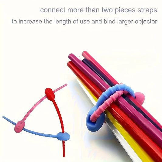 Silicone Reusable Cable Organizer Storage Bag Tie, Wire Management Zipper Tie, Multi-Functional Bag Clip, Organizer Clip Cabl