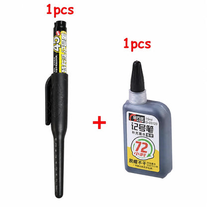 1-6Pcs 45mm Waterproof Long Head Nib Deep Hole Markers Pen Tile Carpenter Pen Multi-purpose for Woodworking Black/Blue/Red In