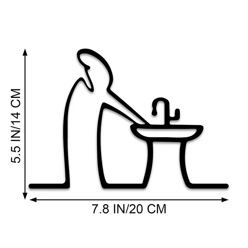 Bathroom Sign Black Shower Figure Wall Decoration Minimalist Line Rustic Door Sign Funny Shower Man Wall Art Home Decor - O