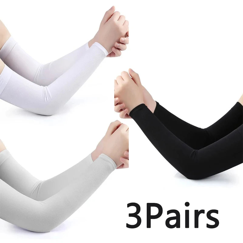 Ice Silk Sleeve Sunscreen Cuff Arm Sleeves Long Gloves Sun UV Protection Hand Protector Cover Anti-Slip Summer Outdoor Riding