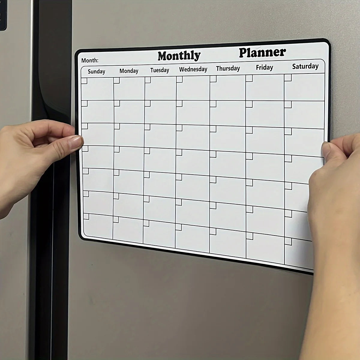 Stylish Magnetic Dry Erase Calendar - Versatile Monthly Planner for Refrigerator - Easy Kitchen Organization & Decor