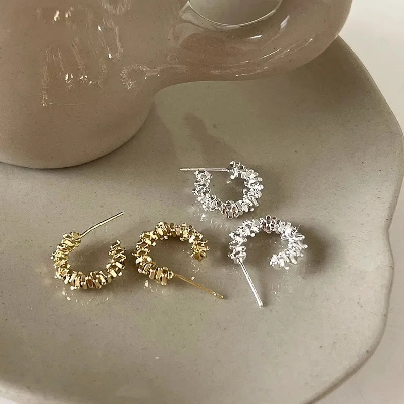 LATS New Fashion Trend Unique Design Elegant Exquisite Irregular C Shape Earrings Female Jewelry Party Premium Gift