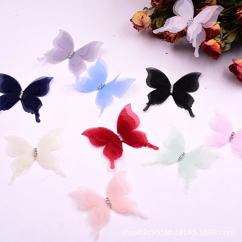 1 pcs 5cm DIY Organza 3D Butterfly Appliques Chiffon Fantasy Translucent Butterflies for Sewing Craft Decoration