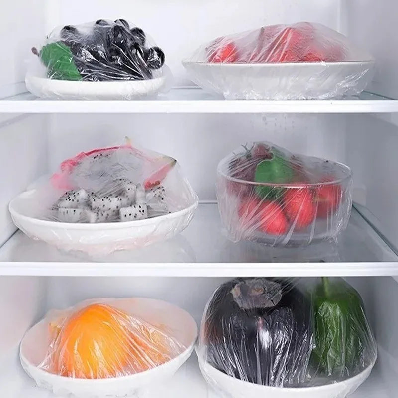 500/100Pcs Colorful Disposable Food Cover Lid Elastic Wrap Fresh Film Bag Disposable Cling Cover Bowl Cover Kitchen Storage B