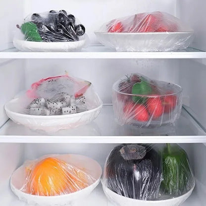 500/100Pcs Colorful Disposable Food Cover Lid Elastic Wrap Fresh Film Bag Disposable Cling Cover Bowl Cover Kitchen Storage B