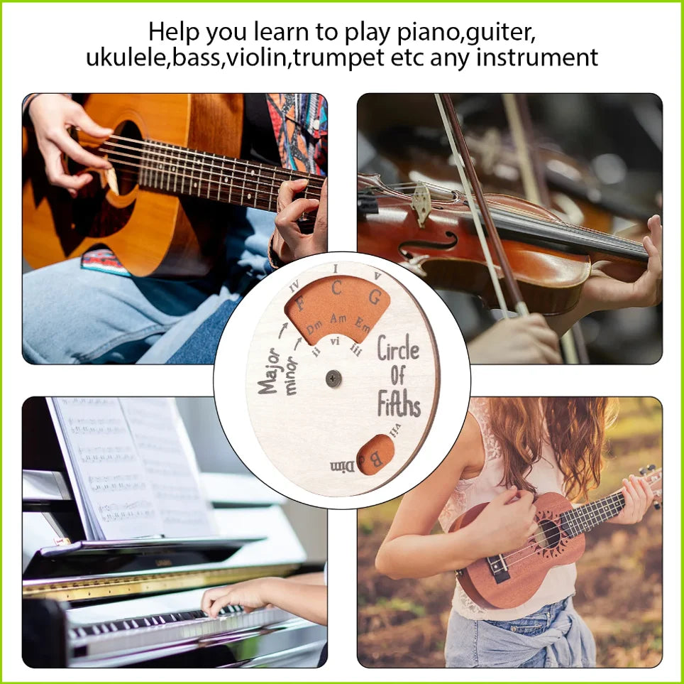 Wooden Melody Tool Round Circle of Fifths Wheel Melody Chord Tool Music Transpose Accessories For Musicians Beginners Songwri