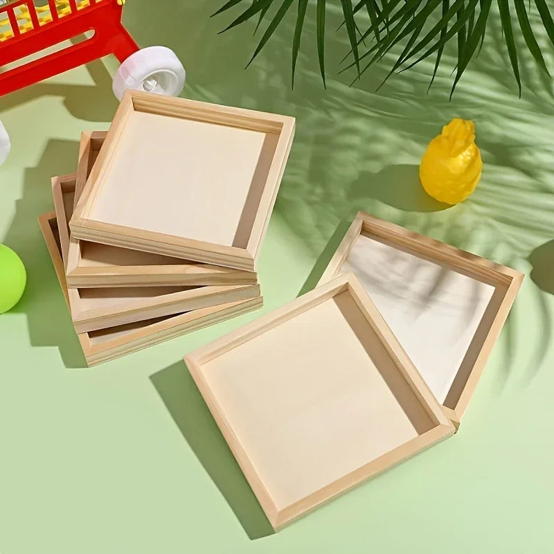 Set of 10 Unfinished Wooden Trays for Crafts DIY Painting Staining 3D Puzzles Art Projects - Versatile Craft Wood Tray