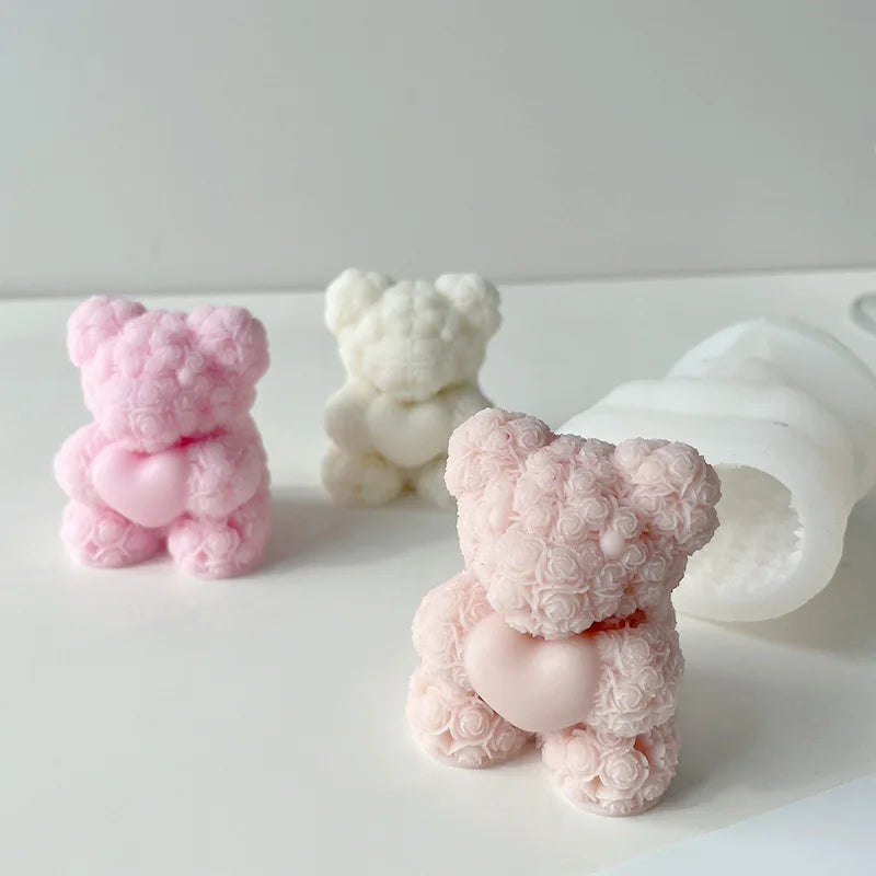 3D Bear Hug Love Silicone Candle Molds Diy Cute Bear Pet Candle Making Supplies Handmade Soap Plaster Resin Mold Home Decor G