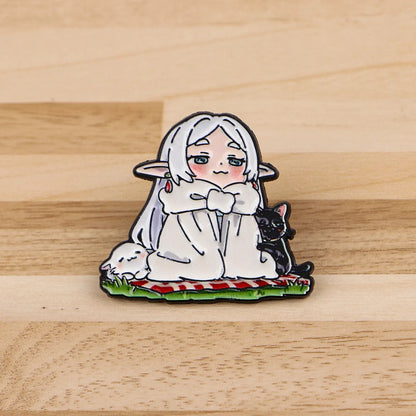 Frieren Anime Girl Enamel Pin Manga Badges on Backpack Women's Brooches Hat Lapel Pins Cosplay Accessories Fans Gifts