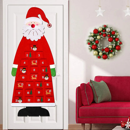 Santa Claus Felt Advent Calendar Countdown to Christmas Wall Hanging for Home Holiday Decor Festive Seasonal Ornament