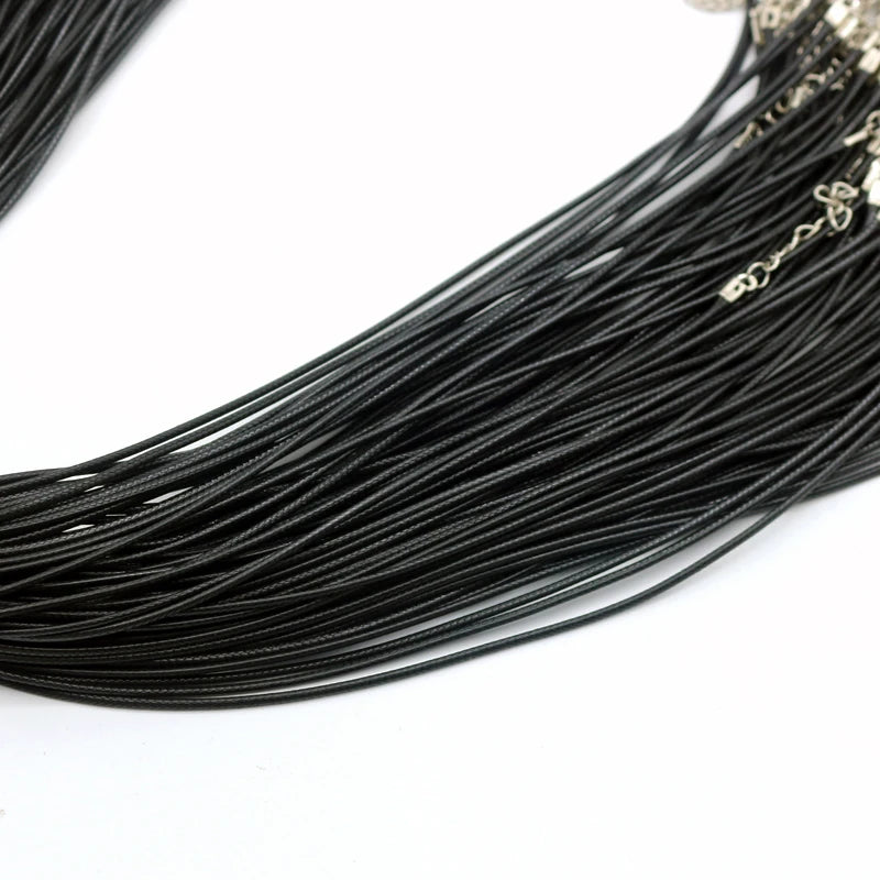 10/20/30Pcs 45cm Black Leather Braided Rope Necklaces with 5cm Extender Chain with Lobster Clasp String Cord DIY Jewelry Chai