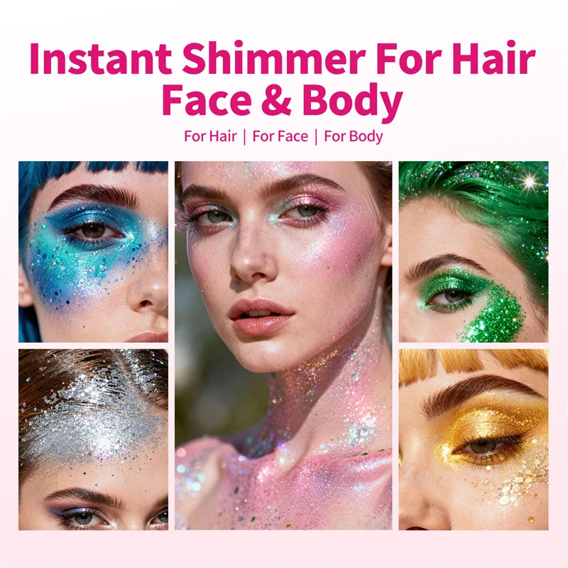 Sparkling Sequins Glitter Gel Stick Mermaid Sequin Body Glitter Gel Cosmetic Hair Glitter Festival Makeup for Christmas Party