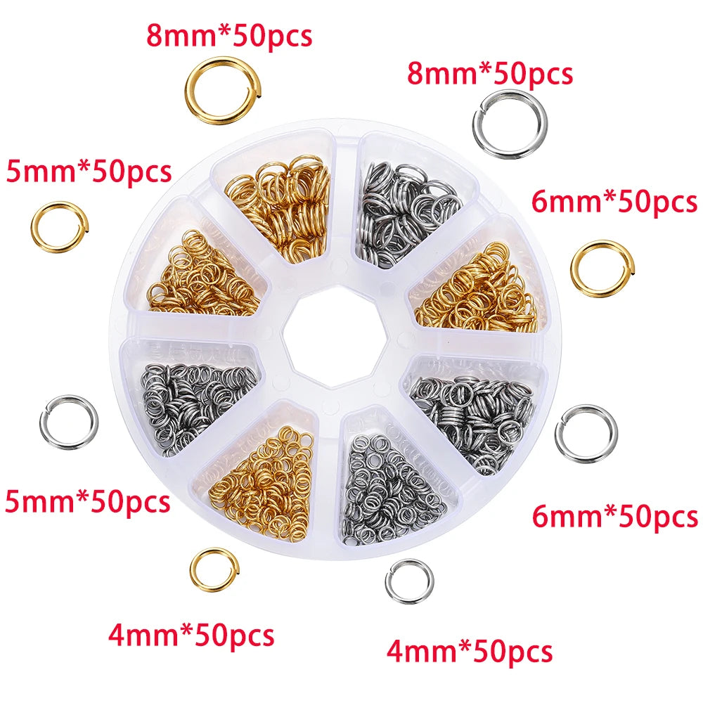 1Box Stainless Steel Lobster Clasps Open Jump Rings Crimp Beads Caps Set For Diy Bracelet Necklace Jewelry Making Making Kits