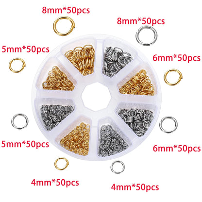 1Box Stainless Steel Lobster Clasps Open Jump Rings Crimp Beads Caps Set For Diy Bracelet Necklace Jewelry Making Making Kits