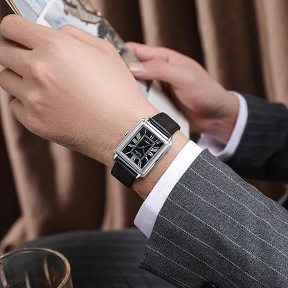 Fashion Men's Quartz Wristwatch Leather Strap Watch - black