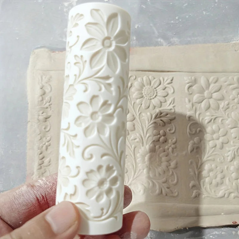 Victorian Daisy Vine Clay Roller Textured for Ceramic Polymer Craft Floral Pattern Decorative Tool