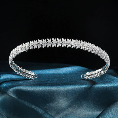 Bridal Hair Jewelry Cubic Zirconia Zircon Tiaras and Crowns Diadem For Brides Women Prom Pageant Headband Wedding Accessories