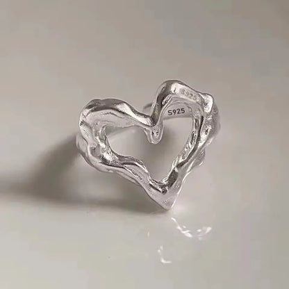 VENTFILLE 925 Sterling Silver Rings INS Fashion Hip Hop Vintage Couples Hollow Lines Punk Thai Silver Party Adjustable Jewelr