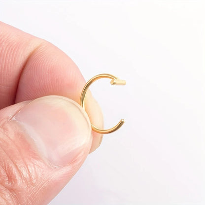 18G Clip-On Fake Lip Ring Stainless Steel Hypoallergenic Punk Non Piercing Lip Hoop 18K Gold Plated Cartilage Conch Cuff Earr