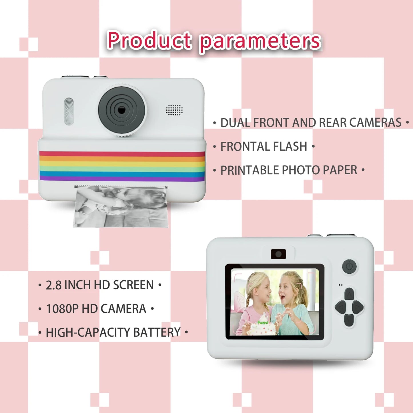 Digital Children Camera For Photography Mini Printer Portable Thermal Instant Print Photo Kids Camera 2.8inch HD Video Toy Gi