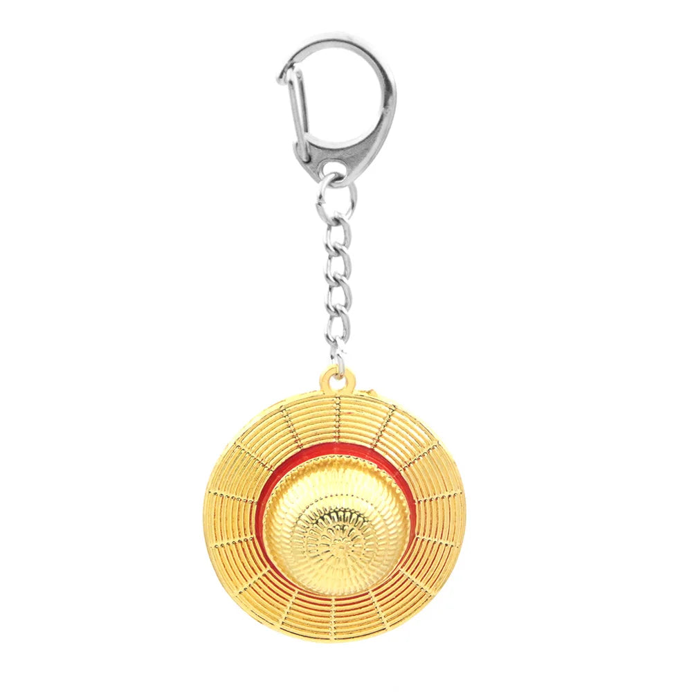 Classic Anime Keychain Straw Hat Pendant Metal Key Chains For Fans Cosplay Keyrings Accessories Jewelry - Big size A