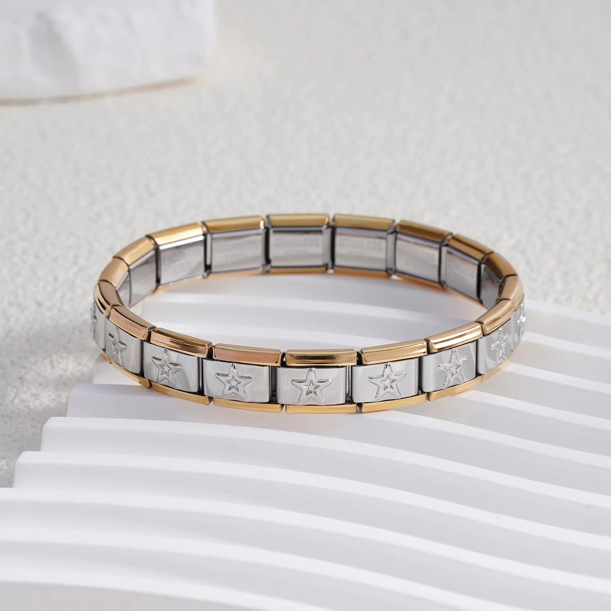 For Women Men Italian Charm Link 9mm Width Silver Gold Color Stainless Steel Bracelets on Hand DIY Making Jewelry - Type14