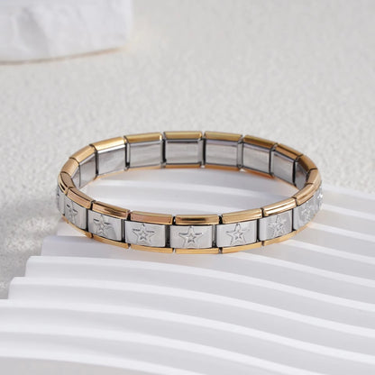 For Women Men Italian Charm Link 9mm Width Silver Gold Color Stainless Steel Bracelets on Hand DIY Making Jewelry - Type14