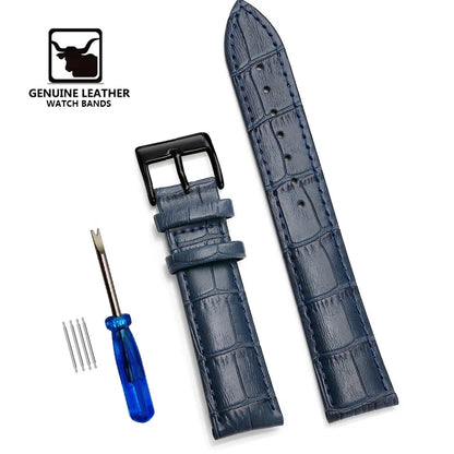 Premium Genuine Leather Watchbands 12/14/16/18/19/20/21/22/24 mm Watch Band Strap Wrist Belt Bracelet + Tool
