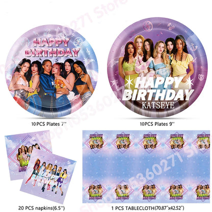 K-Katseye Birthday Decoration Kpop Girl Group Napkin Balloon Cup Plate Tablecloth Banner For Girls Festival Party Fans Gift -