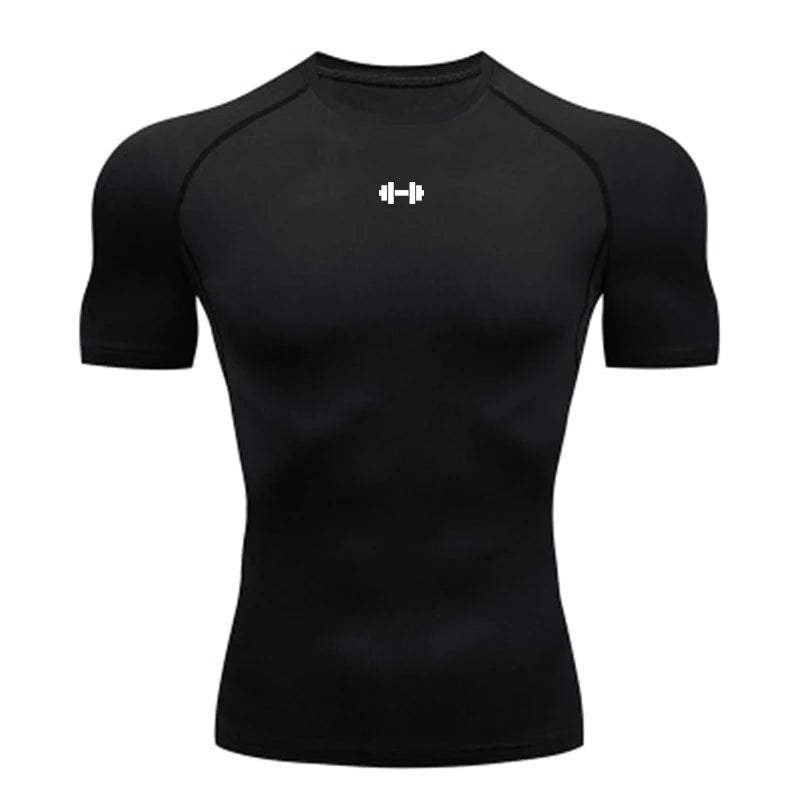 Compression T Shirt Men Summer Sportswear Running T-shirt Elastic Quick Dry Sport Tops Tee Athletic Gym Workout Shirts Men - 