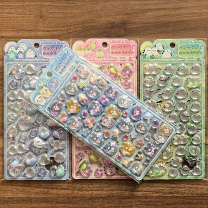 4 Pcs/Set Shiny Crystal Decorative Stickers - Cute Animal & Flower Embellishments for Journal DIY BulingBulingStickers Store