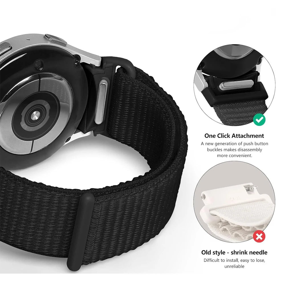 Band For Samsung Galaxy Watch 7/6/4/classic/5 pro 44mm 40mm wrist No Gaps Nylon sport loop correa bracelet Galaxy Watch 7 Str