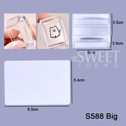 Square Nails Art Stamping Plates Kit French Manicure Transparent Silicone Polish Stencil Template Seal Stamper Scraper Nail T