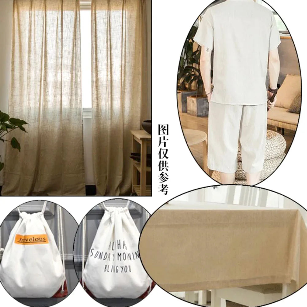 50x150cm Raw Cloth Hemp Cotton Linen Fabric Burlap Texture for Sewing Patchwork Painting Quilting Table Runner Party Decorati