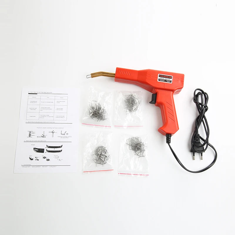 Plastic Welder Welding Machine Car Bumper Soldering Gun 4 Types Staples for Bumper/Kayak/Plastic Product Repairs - Red with 2