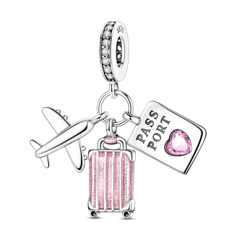 2026 Charms Bead 925 Sterling Silver Pink Butterfly Luminous Firefly Dangle Fit Bangle Bracelet Necklace DIY Jewelry - KTC169