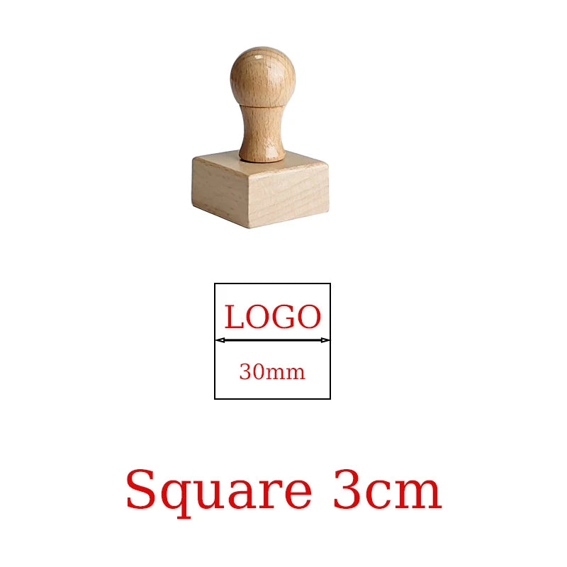 LOGO Custom Wooden Rubber Stamp Personalized Name Stamp Business Logo Customization for Office Craft DIY | Free Design - Squa