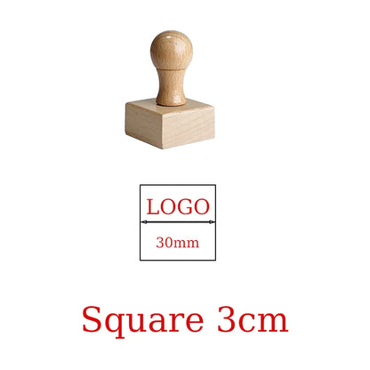 LOGO Custom Wooden Rubber Stamp Personalized Name Stamp Business Logo Customization for Office Craft DIY | Free Design - Squa