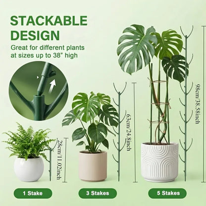 6Pcs Monstera Plant Support Set Stackable Tall Poles with Ties Support Climbing Plant Stems Durable Outdoor Gardening Support