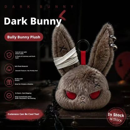 Hot Gothic Bunny Plush Keychain RabbitBag Charm with Bandage Desian Kawaii Key Ring Pendant Car Bag Ornament Gift To