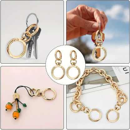 2Sets Round Spring Snap Carabiner Clip O Rings Swivel Trigger Hook Metal Clasps Keychain for Handbag Lanyards DIY Crafts