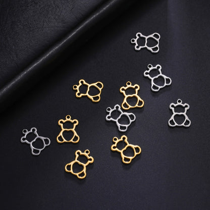 Teamer 5pcs/lot Stainless Steel Charms for Jewelry Making Bear Leaves Stars Pendant Mini Charm Bracelet DIY Accessories Hot S