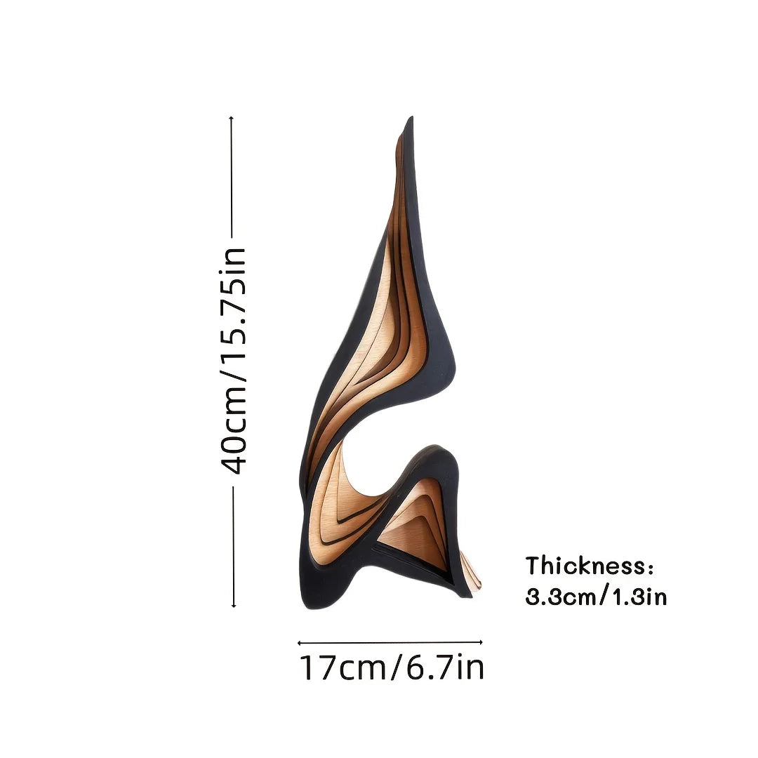 Artistic Abstract Wooden Streamlined Statue Minimalist Bookshelf Home Room Decoration Desktop Ornaments Home Gifts - 40cm