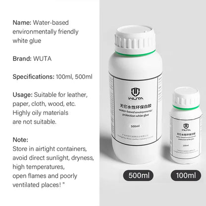 WUTA 100/500ml Leathercraft Cement White Glue Water Based Universal Strong Adhesive Liquid Glue Repair For Leather Paper Wood