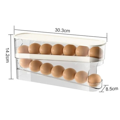 Bilayer Fridge Egg Storage Box Automatic Rolling Eggs Holder Rack Ladder Style Refrigerator Eggs Dispenser Egg Organizer Hold