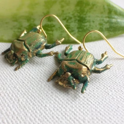 Vintage Green Beetles Earrings New Classic Design Insect For Woman Pendant Accessories