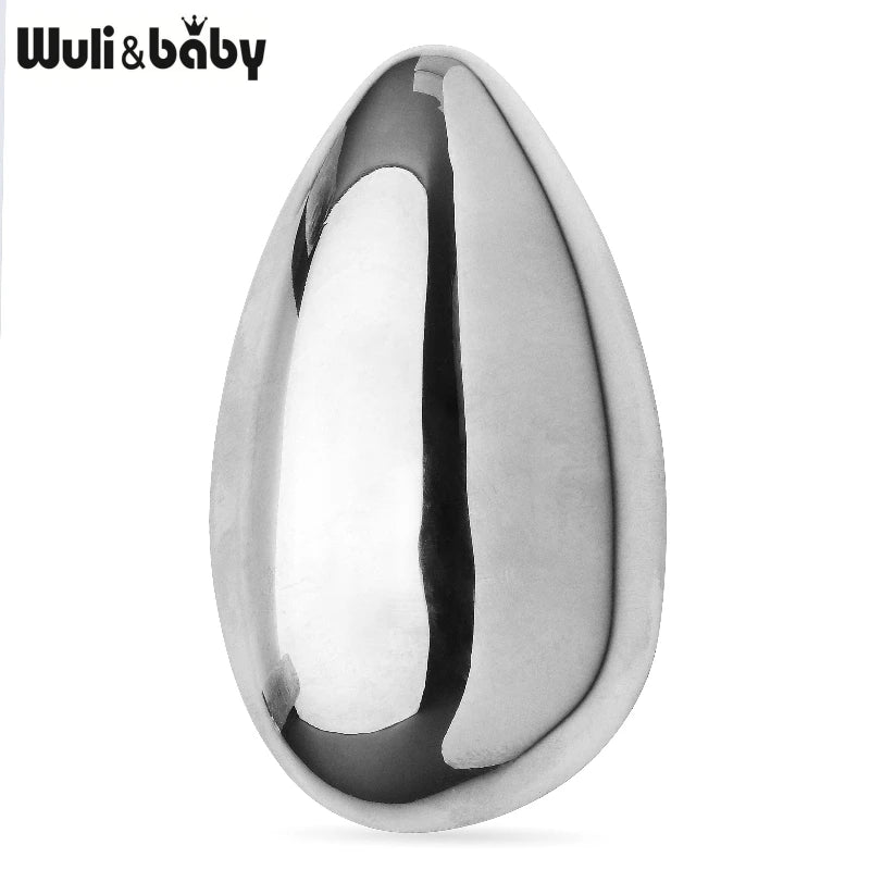 Wuli&baby Stainless Steel Egg Brooches For Women Unisex 2-color Beautiful Geometric Party Office Brooch Pins Gifts
